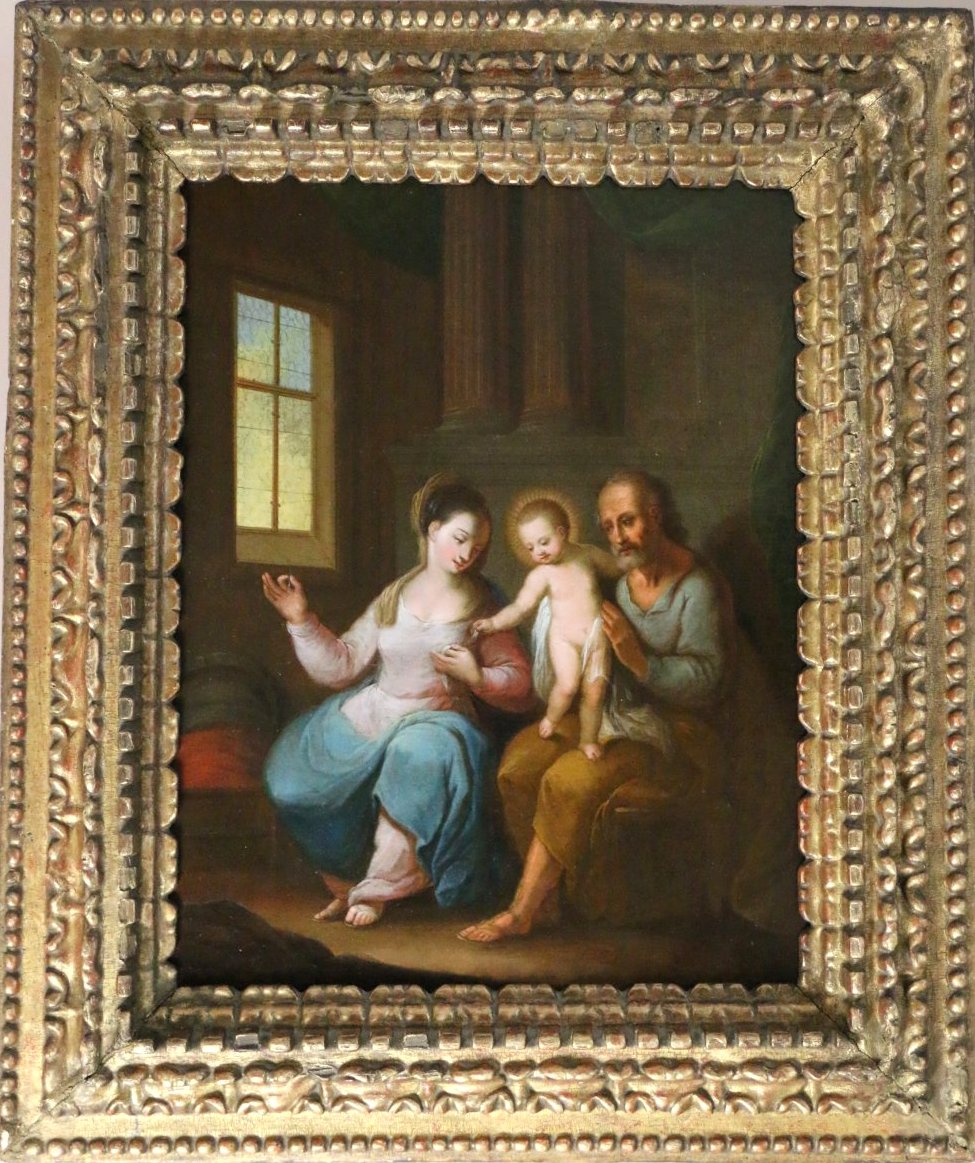 Ecole Flamande Du 17e Siècle Monogrammée La Sainte Famille Dans Un Intérieur Galerie P.H.C