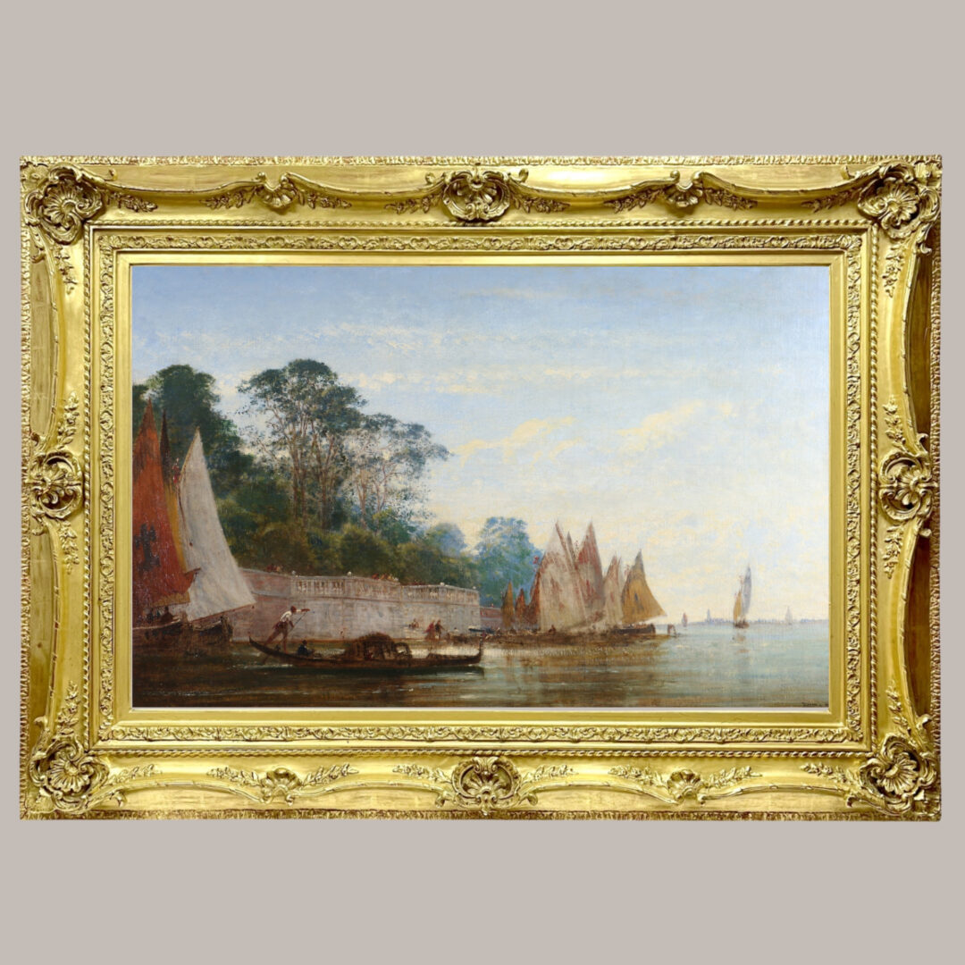 Félix Ziem (1821-1911) signé et daté 1871. Venise, les jardins français.