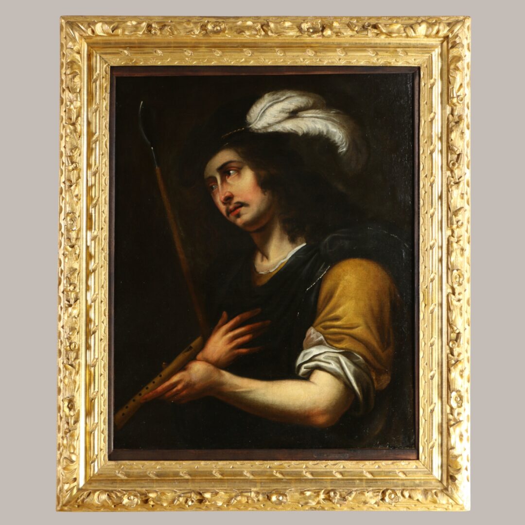 Ecole caravagesque vers 1630. Portrait d’un jeune berger.