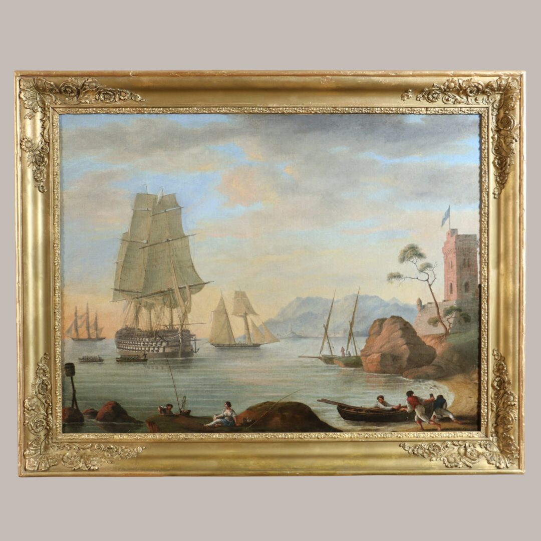 John Ward of Hull (1798–1849) attribué. Le HMS Queen au mouillage vers 1845–1850