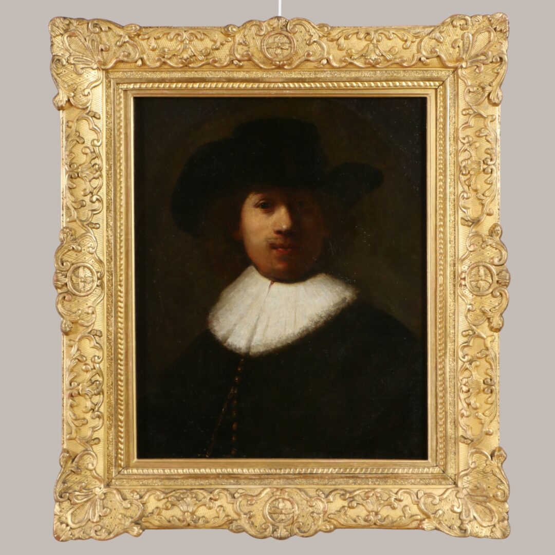 Atelier de Rembrandt Harmensz. van Rijn (1606-1669) Portrait de Rembrandt au chapeau à larges bords XVIIᵉ siècle, d'après son autoportrait de 1632.
